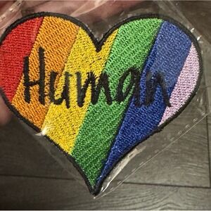 Rainbow Human Heart Shaped Embroidered Patch LGBTQ Pride Love Hippy Joy Retro‎